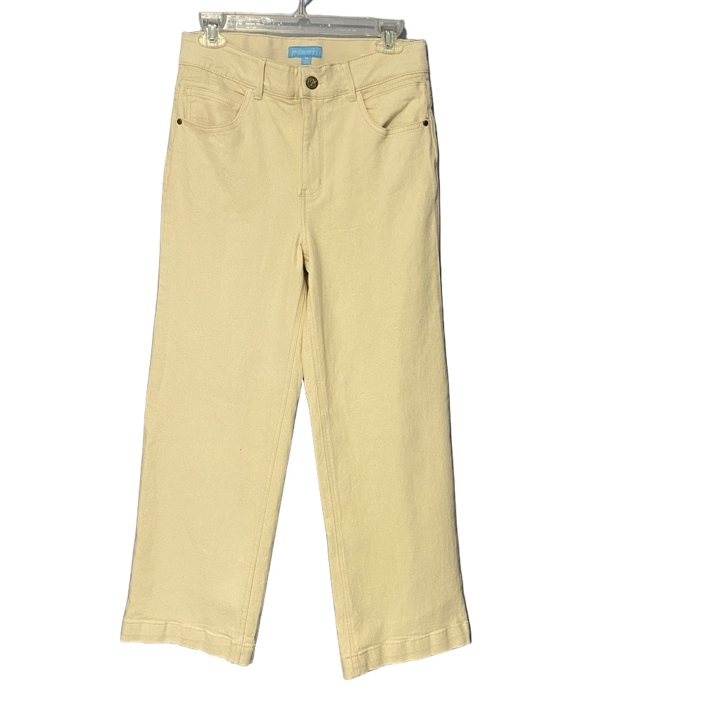 Draper James Cream Wide Leg Jeans High Rise Neutral Denim Size 10